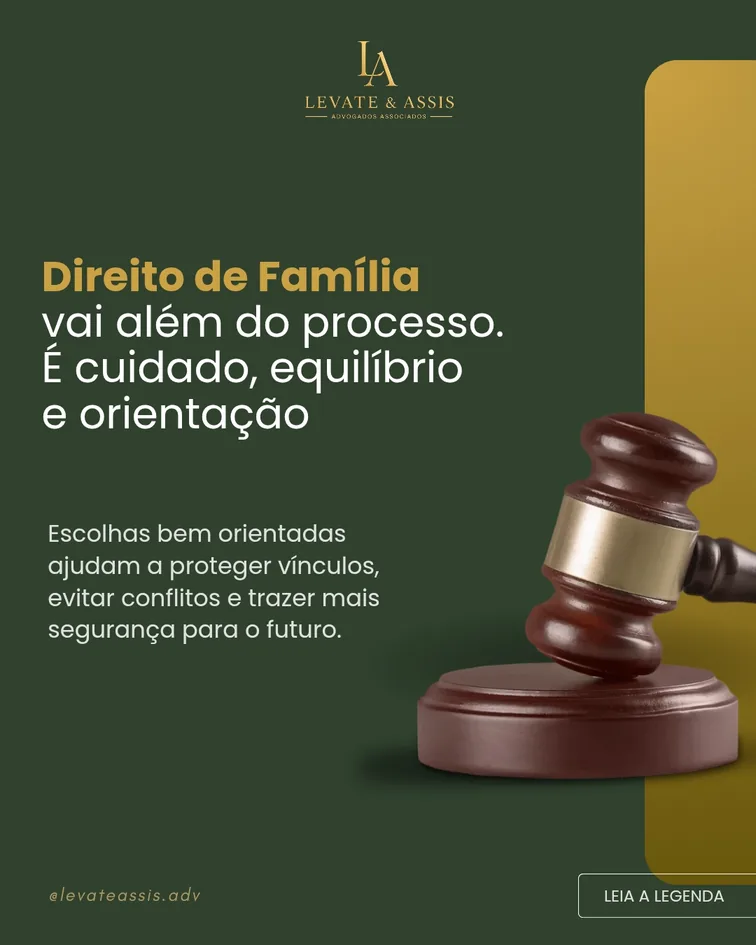 Publicação sobre cuidado, equilíbrio e orientação no Direito de Família